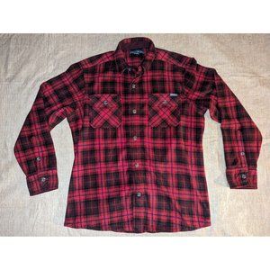 Eddie Bauer Mens Plaid red Fleece Size Medium